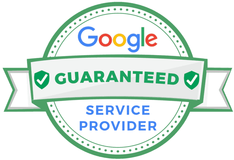 Google Guaranteed Service Provider circular badge with green ribbon banner and checkmarks